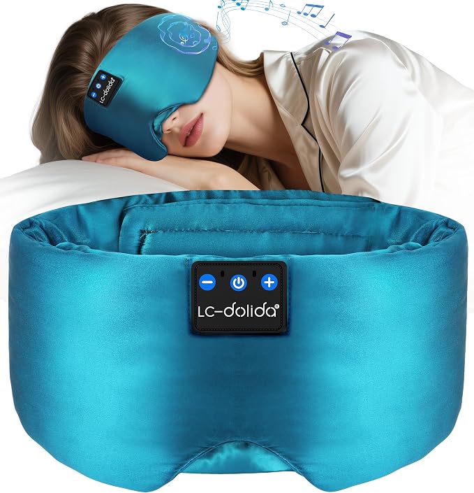 LC-dolida Luxurious Silk Soft Sleep Mask, Sleep Headphones by LC-dolida