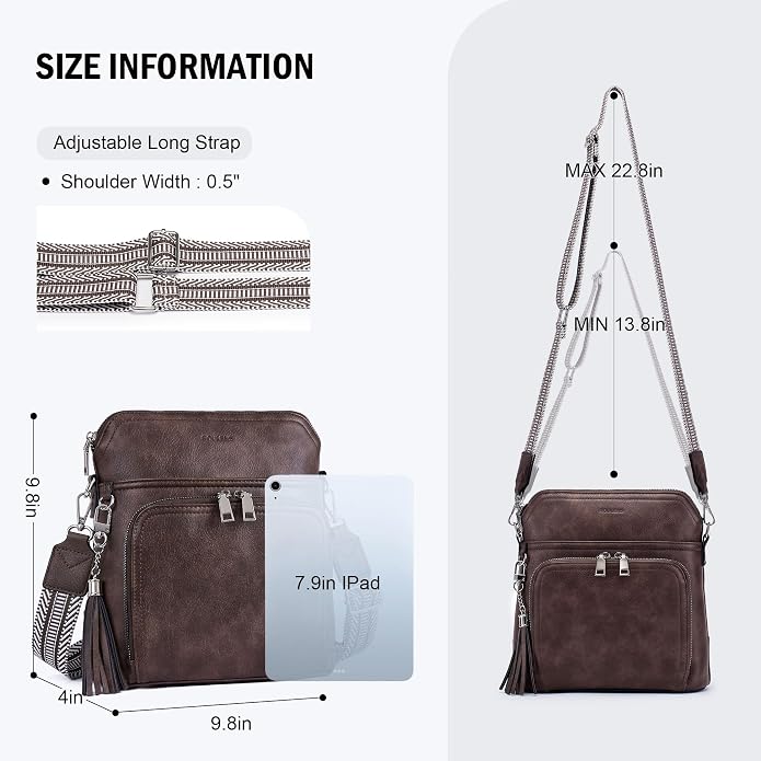 Crossbody Purse for Women, Lightweight Medium Crossbody Bag Soft Leather - Image 3