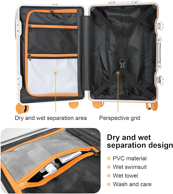 Hard Shell Luggage 20 Inch Travel Luggage, PC+ABS Aluminum Frame, Lightweight - Image 4