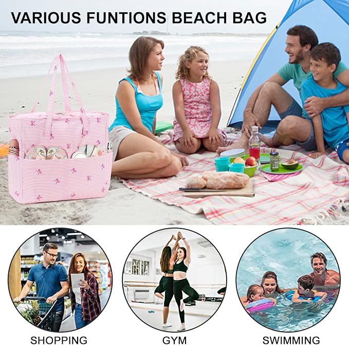 Beach Pool Bags Tote for Women Ladies Large Gym Tote Carry On Bag - Image 6