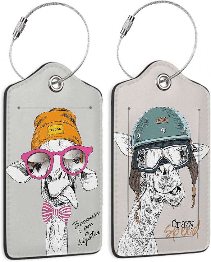 Funny Giraffe 2 Pack Luggage Tag by DEMACYA