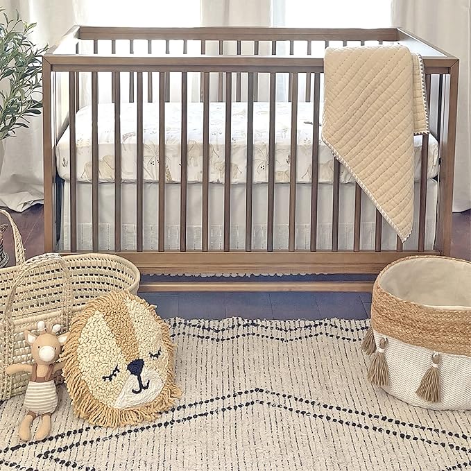 Crane Baby Safari Nursery Decor Crib Sheet, 100% Cotton Fitted Sheet - Image 5