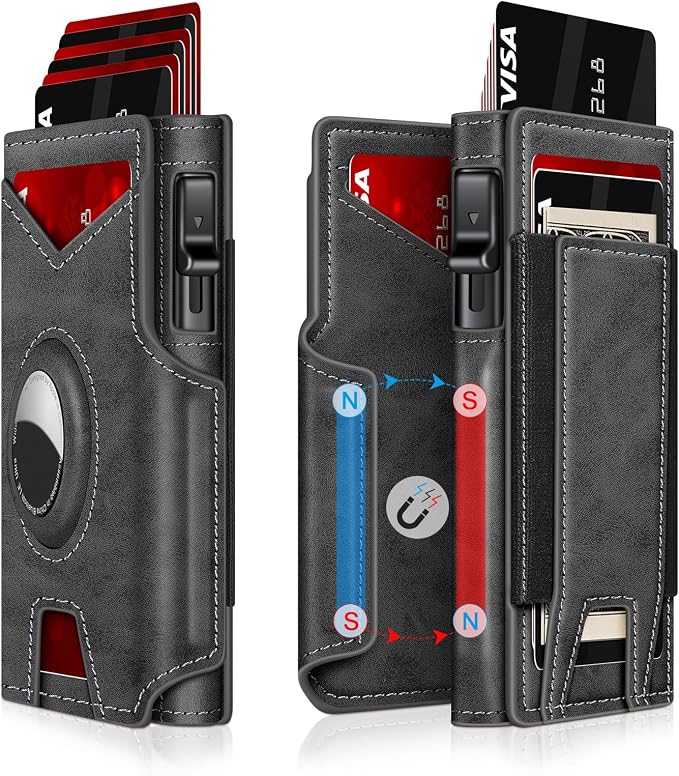 Airtag Wallet for Men, Minimalist Slim Mens Wallet Smart Pop Up Credit Card by IITRRS
