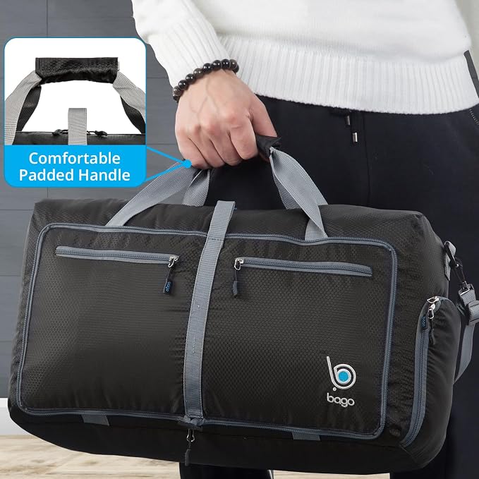 Bago Foldable Duffel Bags for Traveling Women & Men - 60L Medium Packable - Image 11