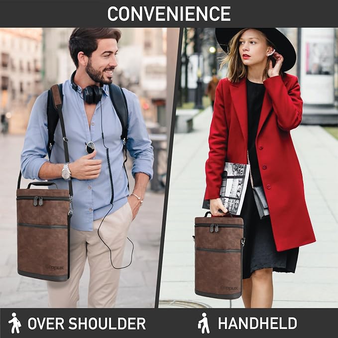 opux 2 Bottle Wine Carrier Tote, Insulated Leakproof Wine Cooler Bag, Wine - Image 6