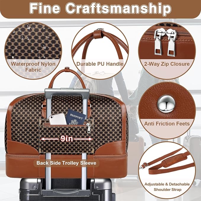 Weekender Bag for Women, Travel Duffel Bag Carry On Overnight Bag - Image 6