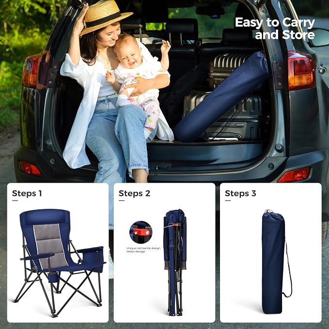 ALPHA CAMP Heavy Duty High Back Camping Chairs - Image 8