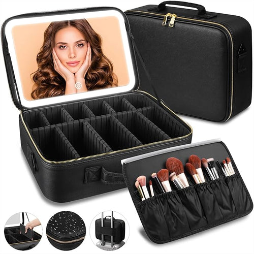 15“×11“Professional Makeup Train Case, Large Waterproof Travel Makeup bag by saiggnyyVANITYMIRROR