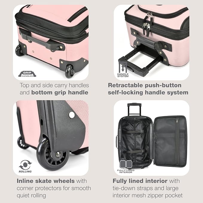 U.S. Traveler Rio Fabric Expandable Carry-on Luggage, Rolling Suitcase - Image 5
