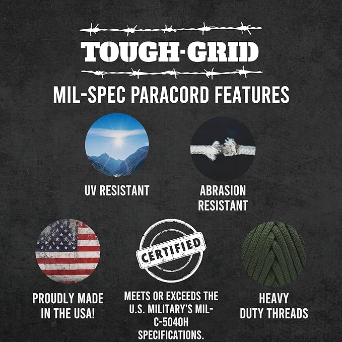 TOUGH-GRID 550 Paracord Rope Nylon Parachute Cord, Made in USA Survival Kit - Image 5