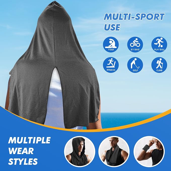 3 Pack Cooling Hoodie Towels for Neck and Face, UPF 50 Sun Protection & Instant - Image 5