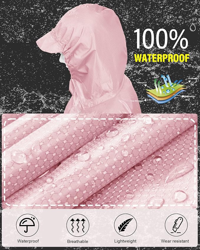 iCreek Hooded Rain Poncho with Pocket Waterproof Lightweight Unisex Raincoat - Image 2