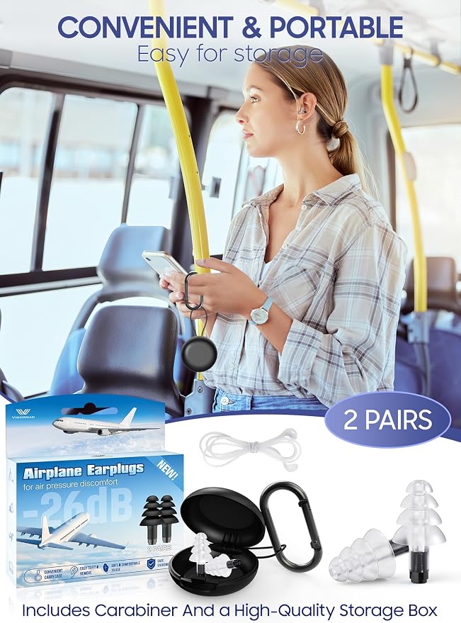 Ear Plugs for Airplane Pressure Relief, 2 Pairs Adults Soft Silicone Reusable - Image 6