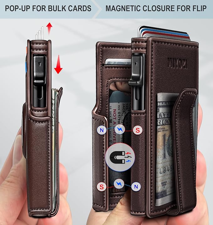 Airtag Wallet for Men, with Money Clip 10 Cards Metal Case Smart Slim Pop Up - Image 3
