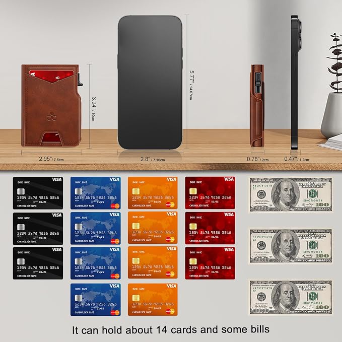 Wallet for Men Wallet with Slim Pop Up Card Holder 9-13 Cards, Bifold - Image 7