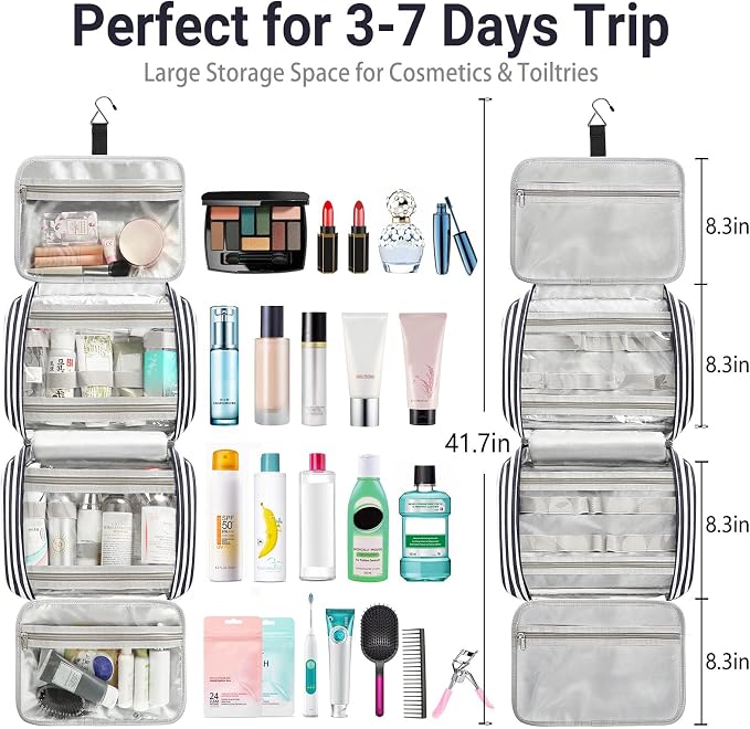 Hanging Travel Toiletry Bag, Large Capacity Cosmetic Travel Toiletry Organizer - Image 3