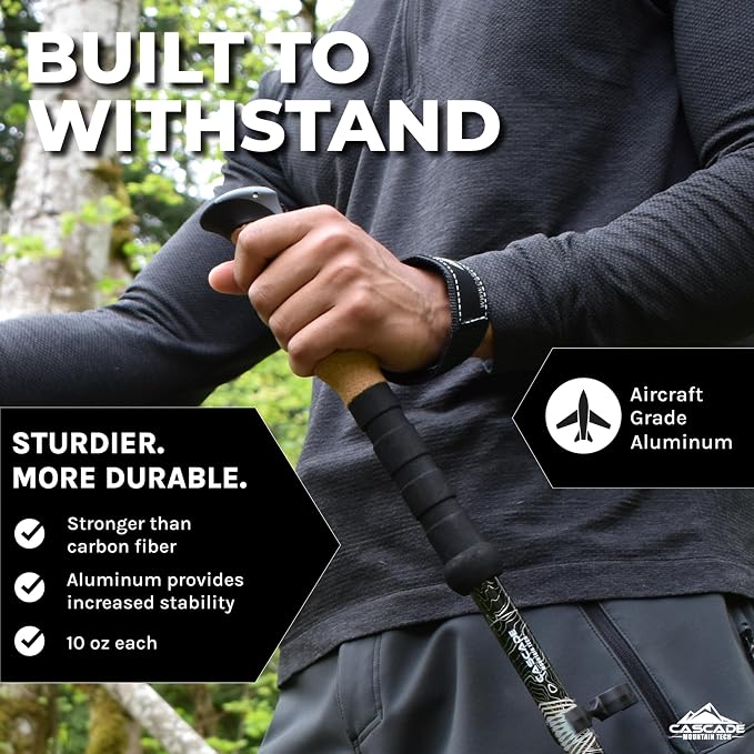 Cascade Mountain Tech Lightweight Aircraft-Grade Aluminum Trekking Poles - Image 2