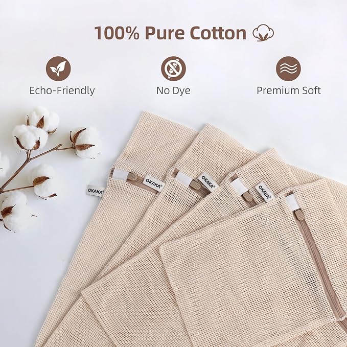 100% Cotton Mesh Laundry Bags, Premium Soft, No Dye - Image 4