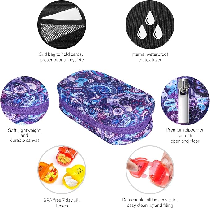 Serfeymi Weekly Travel Pill Organizer 2 Times A Day AM PM Rainbow Pill Box 7 Day - Image 3