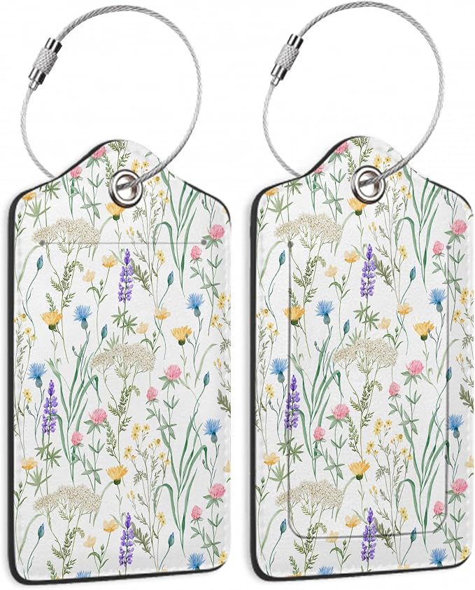 2 Pack Luggage Tag for Suitcase, Retro Lavender Leather Bag Tags Identifiers by TXIANT