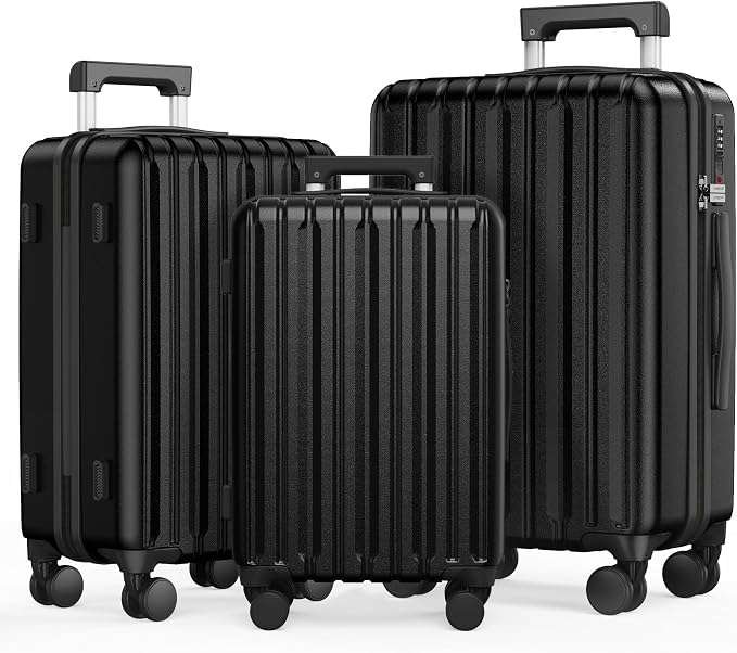 SHOWKOO Luggage Sets 3 Piece 100% PC Ultra Tough Hardside Expandable Suitcases by SHOWKOO