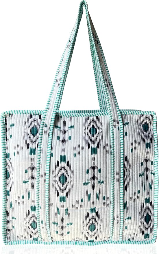 Cotton Quilted Tote Bag for Women – Large Beach & Travel Tote by ThirdEyeExport
