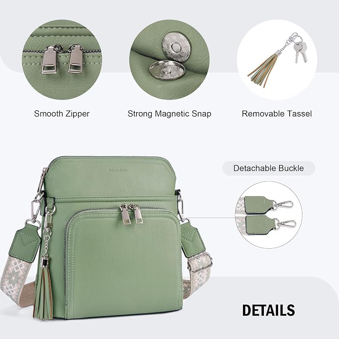 Crossbody Purse for Women, Lightweight Medium Crossbody Bag Soft Leather - Image 6
