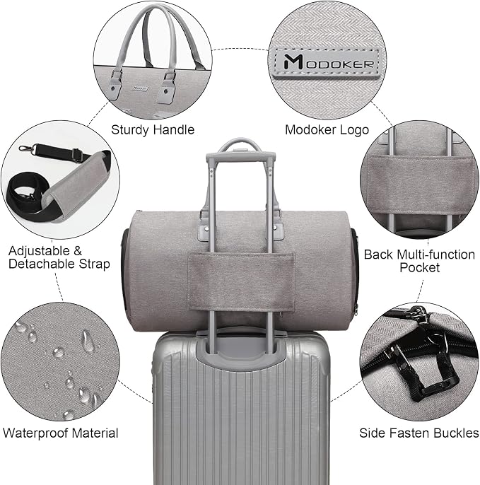Convertible Garment Bag with Toiletry Bag, Modoker Carry on Garment Duffel Bag - Image 4