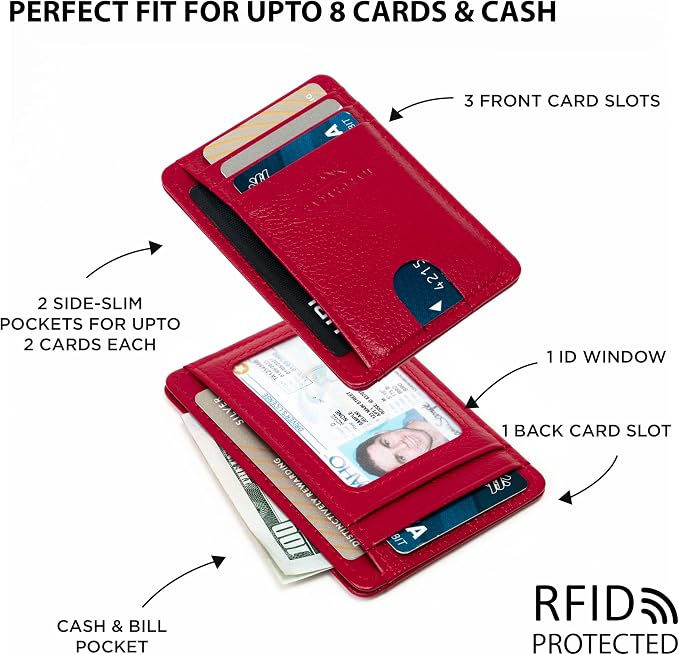 KARAKORAM Vertical Handcrafted Premium Leather Front Pocket Credit Card Holder - Image 6