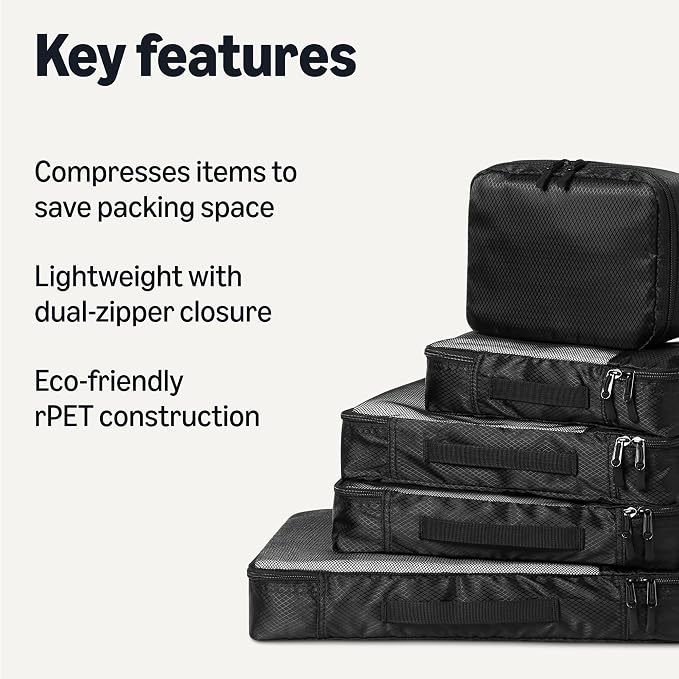 Amazon Essentials Ultralight packing Cubes Packing Organizer black 8 pack Black - Image 2