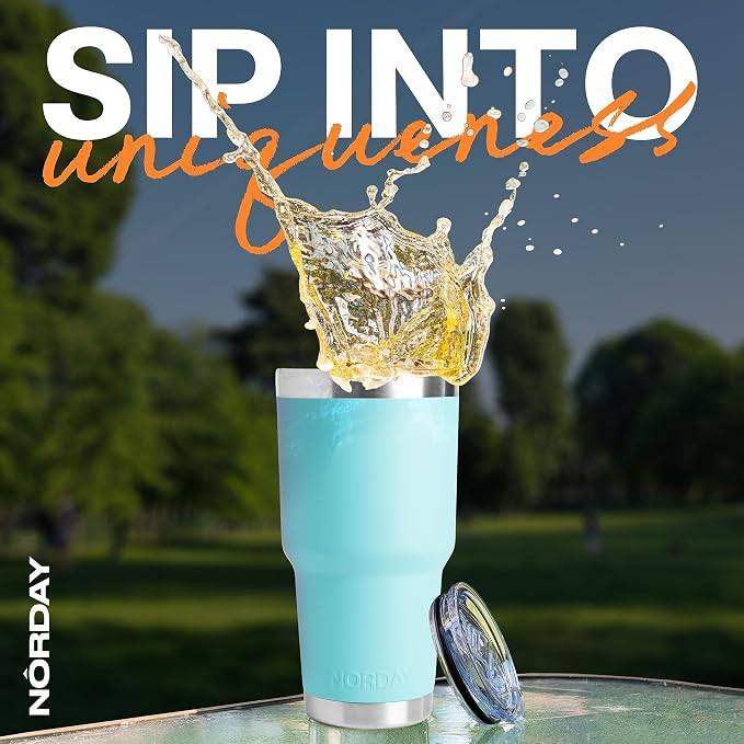 NORDAY | Tumbler with Lid - 30oz - Aqua Insulated Tumbler - Stainless Steel - Image 6