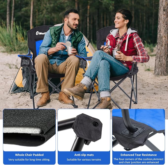 EMERIT Oversized Padded Camping Chair, 350LB Heavy Duty Quad Fold Chair - Image 5