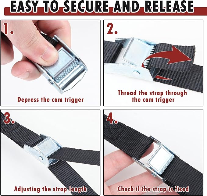 Cartman 1" x 12' Lashing Straps Cargo Tie-Down Strap Up to 600lbs, 6pk in Carry - Image 5