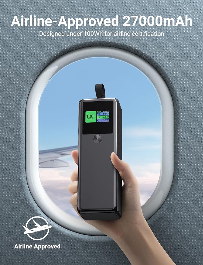 140W Power Bank, 27600mAh 3-Port PD3.1 Portable Charger Power Bank/ Portable - Image 7