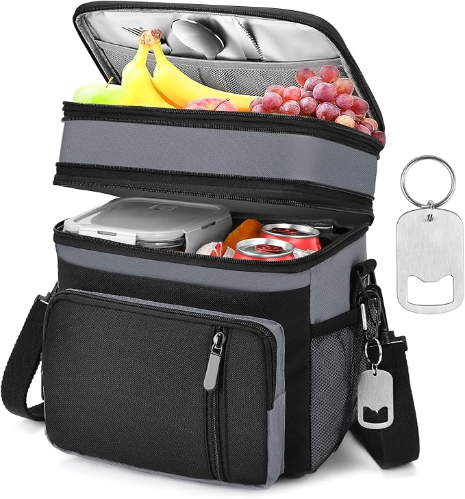 Insulated Lunch Bag Women & Men | Large Adult Lunch Box | Double-Layer Reusable by LOKASS
