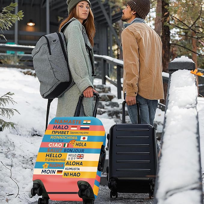 ANNA QUEEN Funny Multilingual Greetings Luggage Cover, Suitcase Protector - Image 7