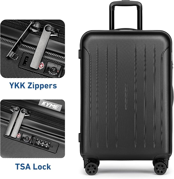 KYME Suitcase Hardshell With Double Spinner Wheels, PC+ABS TSA Lock Travel - Image 2