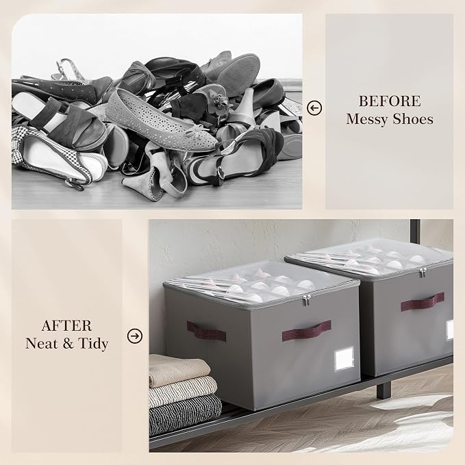 Criusia Shoe Organizer for Closet, 2 Pack Shoe Organizer - Image 4