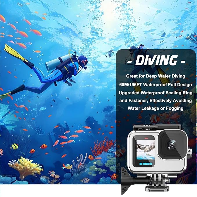Compatible for Go Pro Hero 13 12 11 10 9 Black Waterproof Housing Case - Image 5