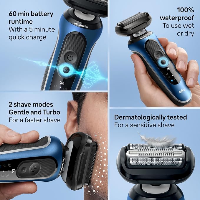 Braun Electric Shaver for Men, Series 6 6120s, Wet & Dry Shave, Turbo & Gentle - Image 3