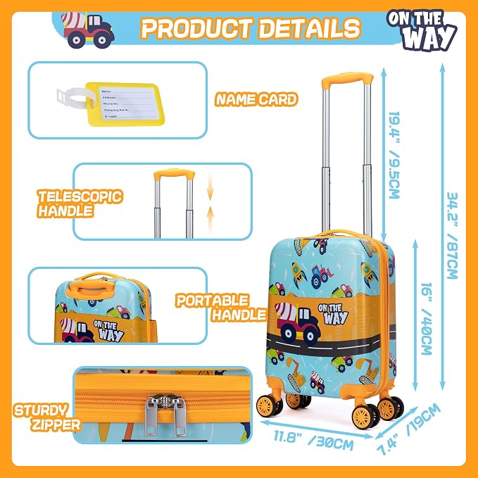 Kid’s Luggage Set 5 Piece Suitcase Set 16’’ Hardside Luggage - Image 2