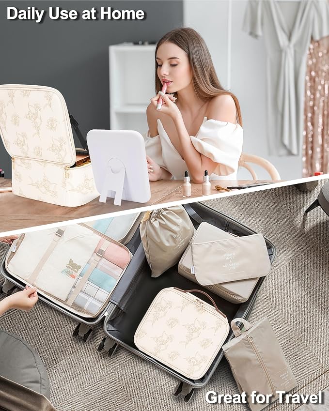 Chomeiu Makeup Bag with LED Mirror, Cute Cosmetic Bags Birthday Gifts - Image 7