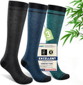 Mens Compression Socks for Men Women, 15-20 mmHg Bamboo Viscose Knee High Soft by Unknown
