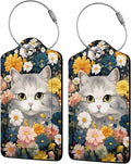 Cute Cat in Flowers 2 Pcs Luggage Tags, Privacy Cover ID Label by Unknown
