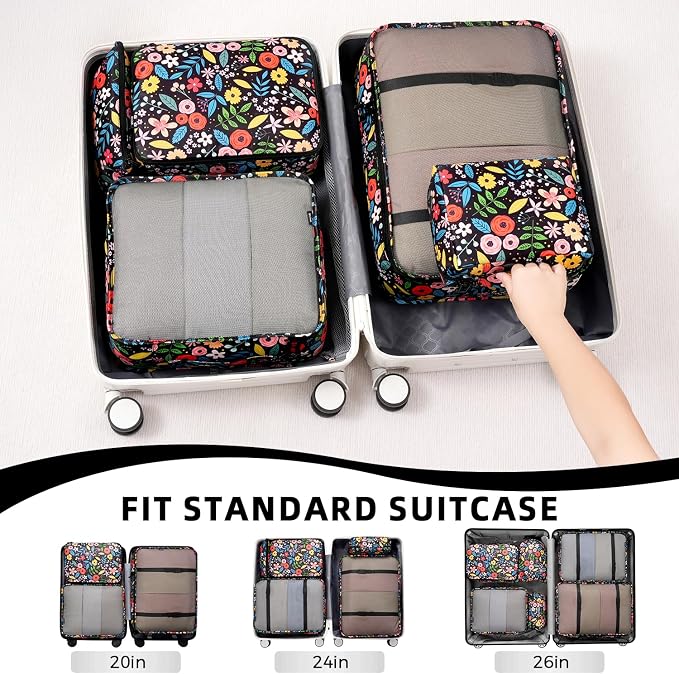 BAGAIL 8 Set Packing Cubes Luggage Packing Organizer Bags - Image 5