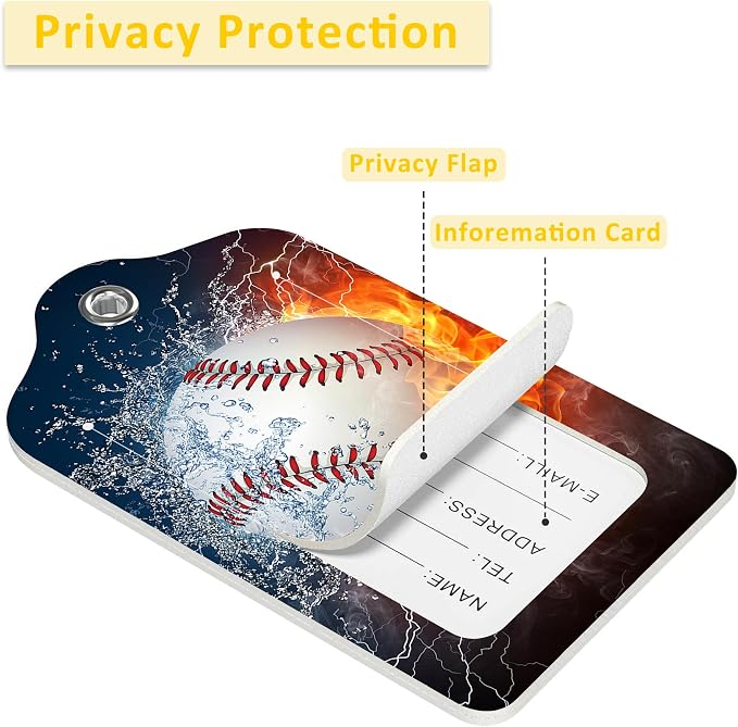 2 Pack Luggage Tags for Suitcases, Baseball Ball on Fire and Water Luggage Tag - Image 4