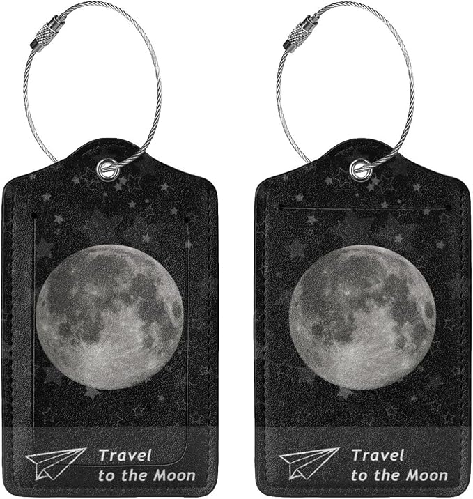 2 Pack Luggage Tag for Suitcase, Cute Unique Leather Suitcase Tags Identifiers by COWDIY