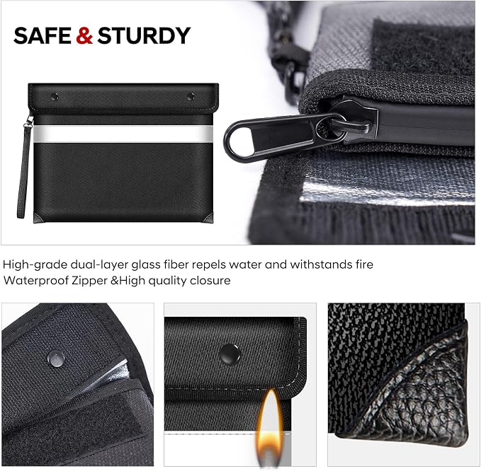Fire Proof Money Bag for Cash 5200℉ Heat Insulated, Fireproof Waterproof - Image 3