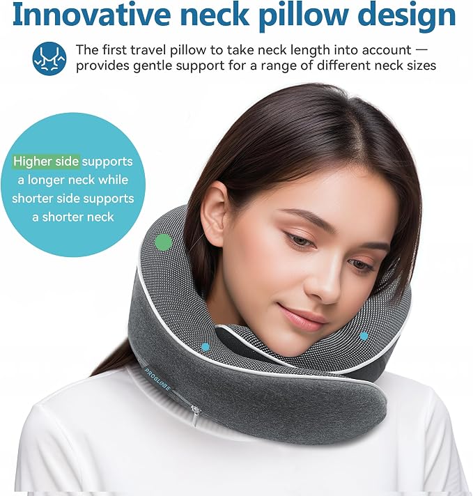 Travel Neck Pillow 100% Memory Foam – Airplane & Car Travel Essentials Kit - Image 3