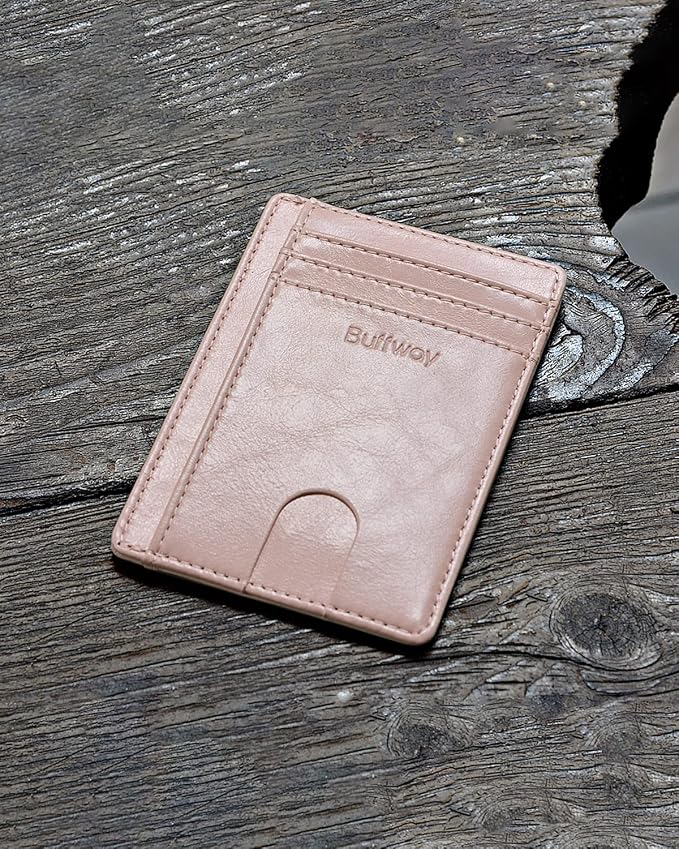 Buffway Slim Minimalist Front Pocket RFID Blocking Leather Wallets - Image 4